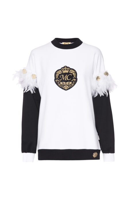 White Ada sweatshirt with feathers