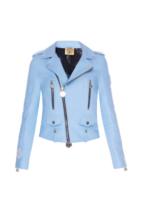 Renee blue Ramones jacket with silver details