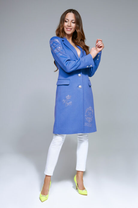 Crystal Monique blue coat